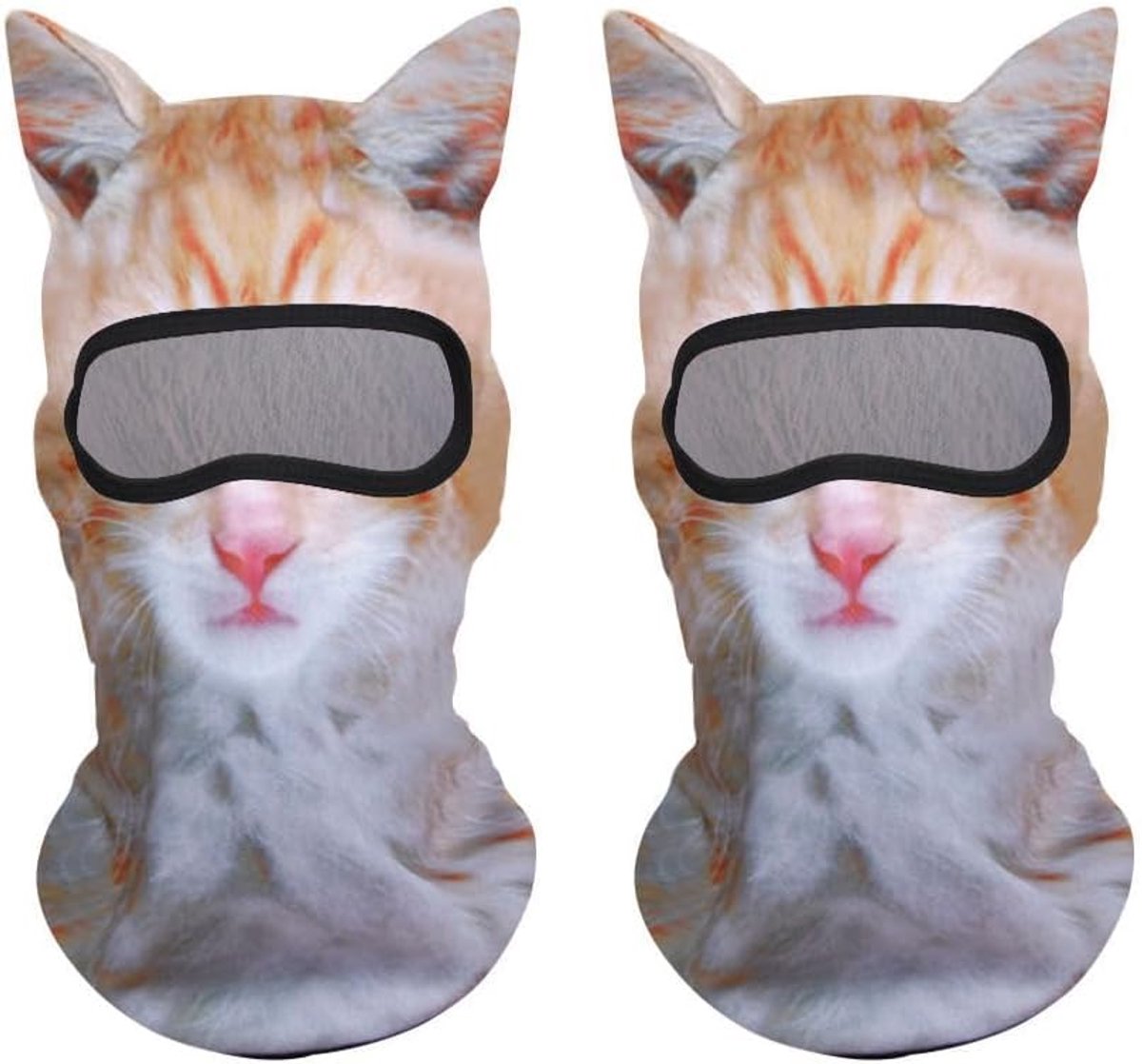 2 Stuks Katten Bivakmuts Gezichtsmasker Nekwarmer Skimasker Balaclava Voor Fietsen Snowboarden Skiën Motor Rijden Winddicht Gezichtsbedekking Met Dierenprint Voor Dames en Heren