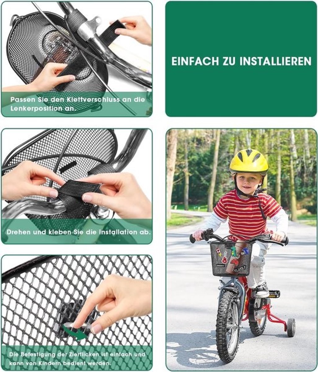 Fietsmand - voor kinderen - Luxe metalen stuurmand - met draaggreep - voor speelgoed en accessoires