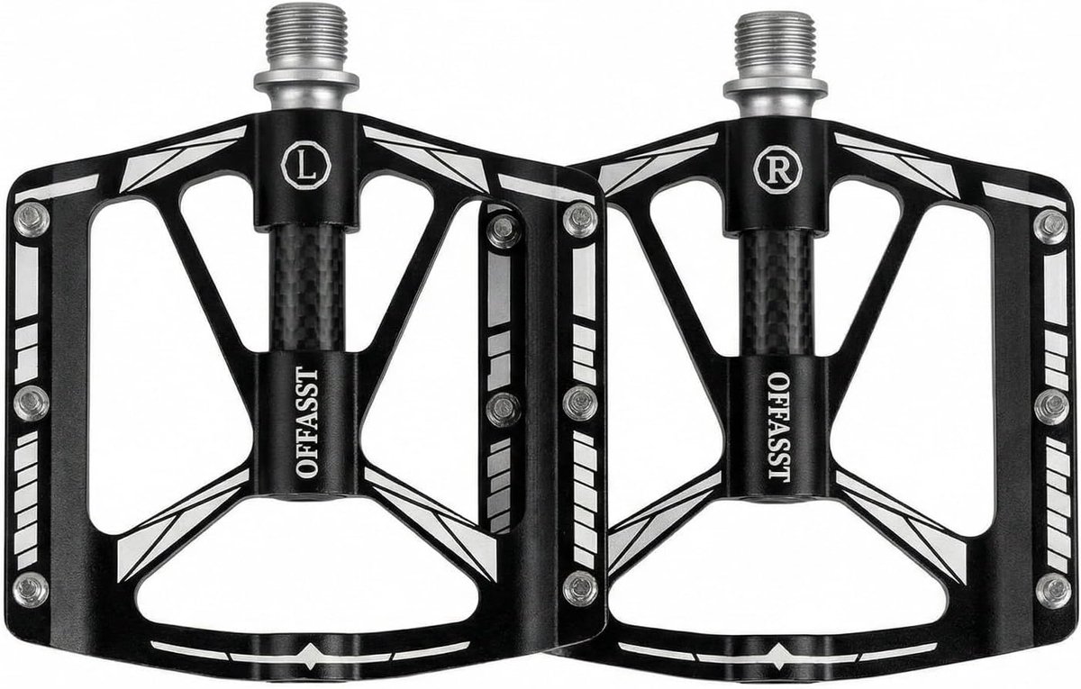 SnelShoppen - Ultralight Carbon MTB Pedals 283g - CNC Aluminium Fiets Pedalen met Cr-Mo As - 9/16 Inch Mountainbike en Racefiets - Brede Platform met