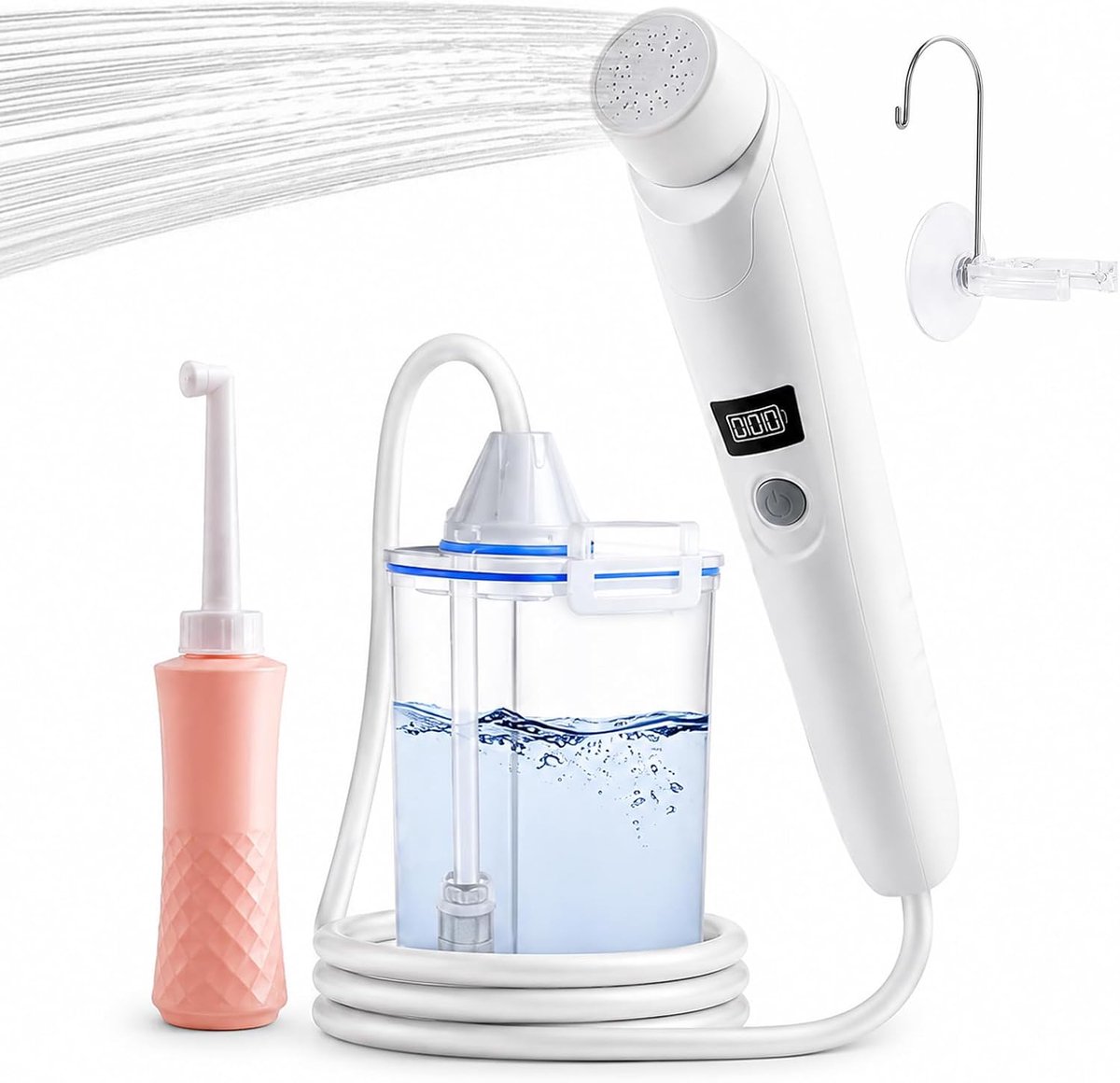 Portable bidet met water tank - elektrisch en oplaadbaar - handdouche voor intieme reiniging - ideaal voor onderweg - ShopVlot