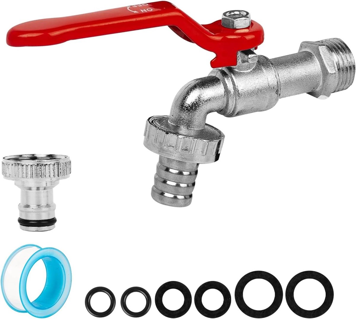 Tuinslangkraan voor buiten, universele 1/2" messing buitenkraan met slangconnector, roest- en vorstbestendig, ideaal voor tuin en buitengebruik