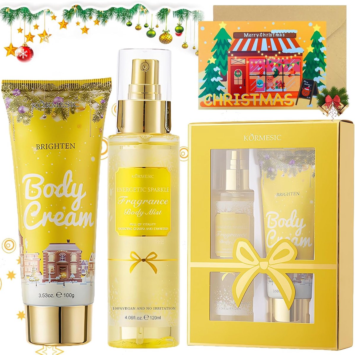 Kerstcadeauset voor vrouwen, lichaamsverzorgingssets voor vrouwen, kerstcadeauset met kerstkaarten, hydrateert en - ShopVlot