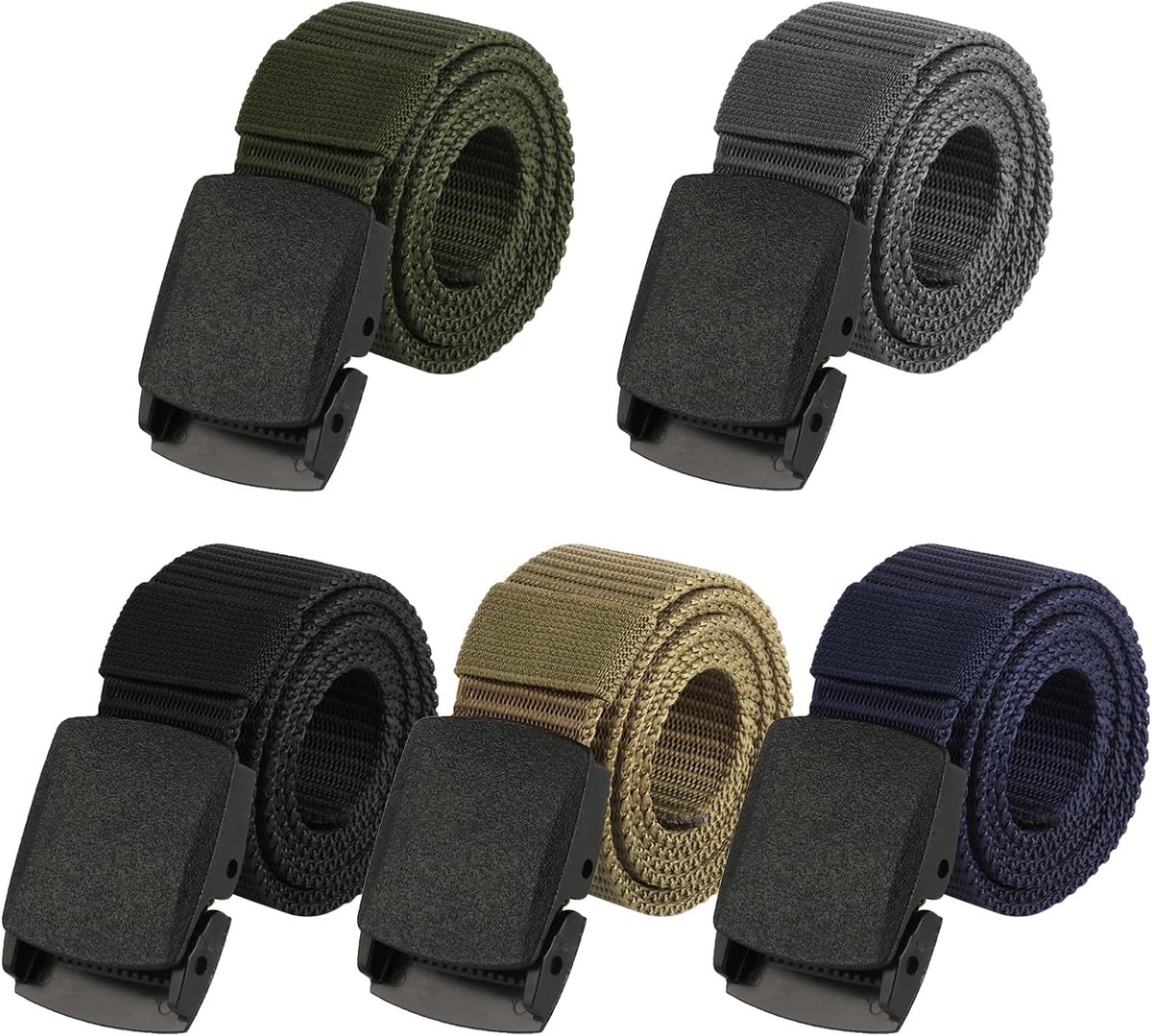 5 pieces work belts for men and women, 130 cm, canvas nylon fabric belt men, adjustable unisex work belt, no metal - ShopVlot
