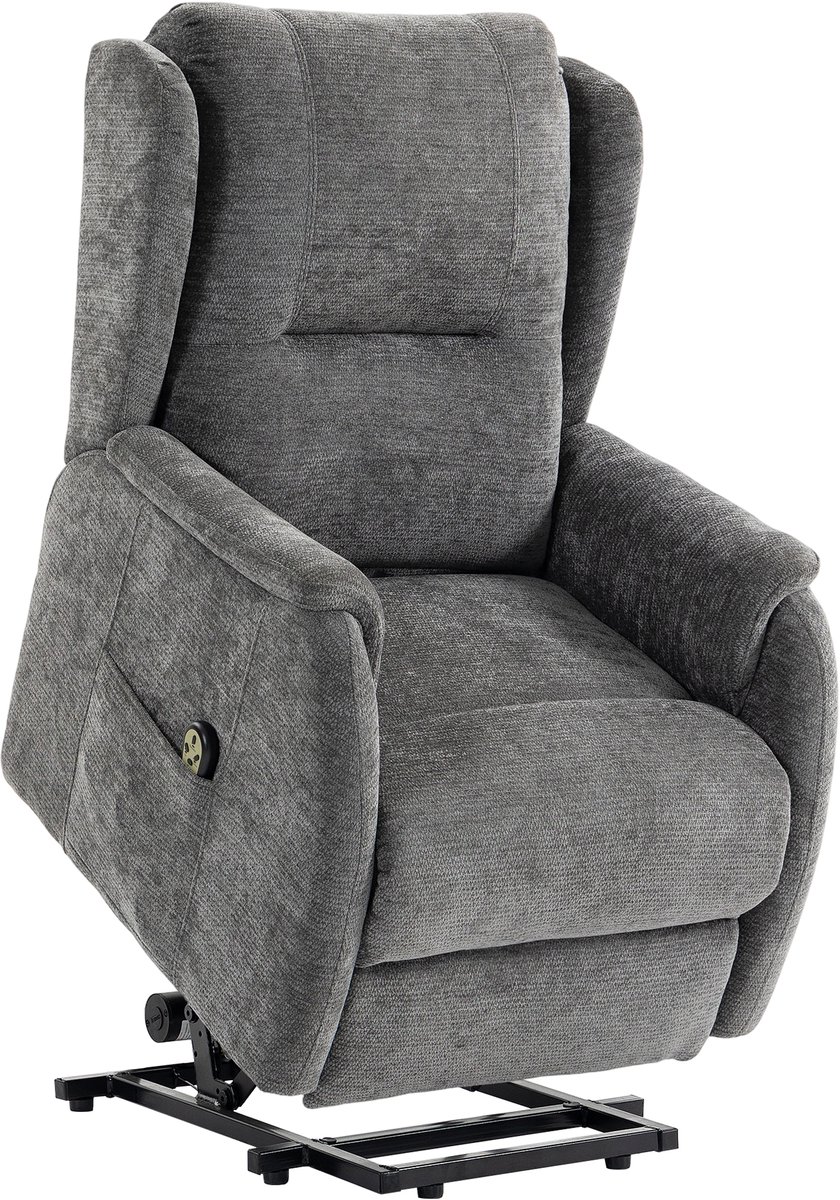 Homona Elektrische sta-opfauteuil - Met dubbele motor, voetensteun en afstandsbediening - 76 x 89 x 103 cm - Donkergrijs