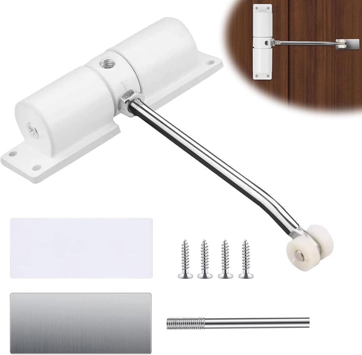 Spring Door Closer, Adjustable Door Spring Closer, Door Stopper Automatically Closes Door with Screws and Adjustment - ShopVlot