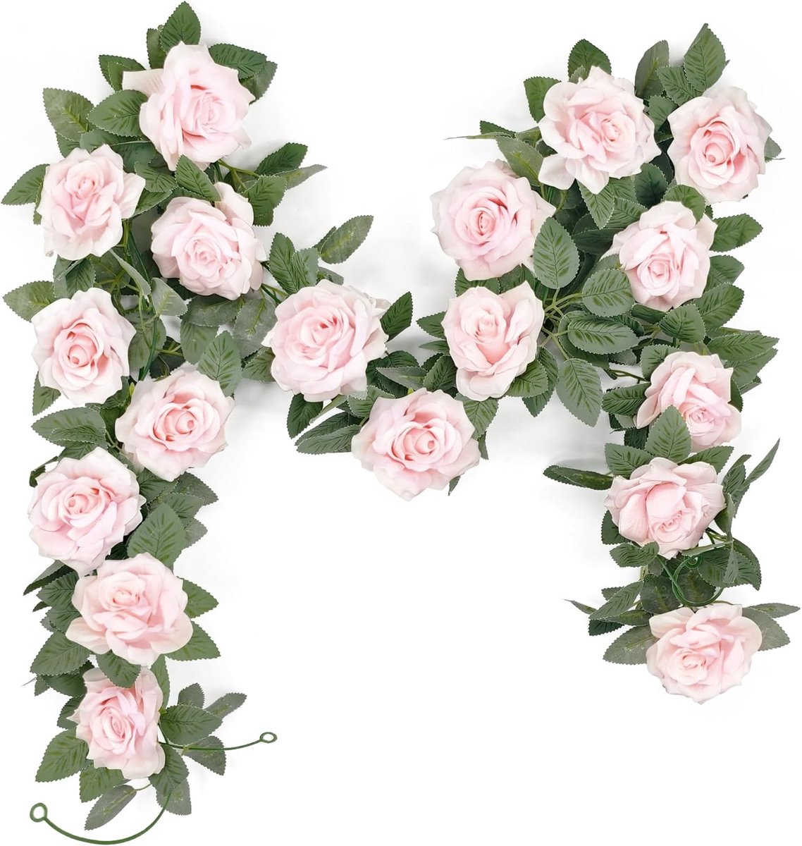 SnelShoppen - 2 x 2 m Kunststof Witte Rozen Guirlande Decoratie - Kunstbloemen Hangende Rozenketting voor Bruiloft, Tafel Decoratie, Feest, Bloemenwan