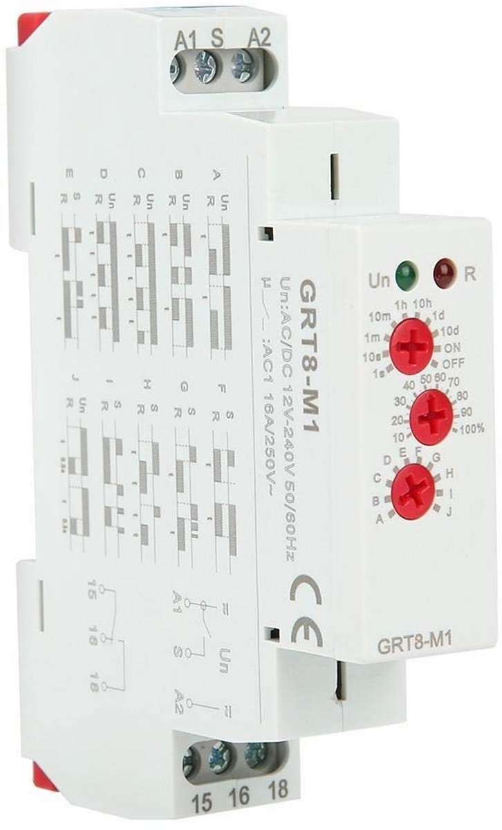 Relay Module, AC/DC 12V 240V GRT8-M1 Multifunctional Delay Time Relay, DIN Rail Relay Module, with 10 Functions, for - ShopVlot