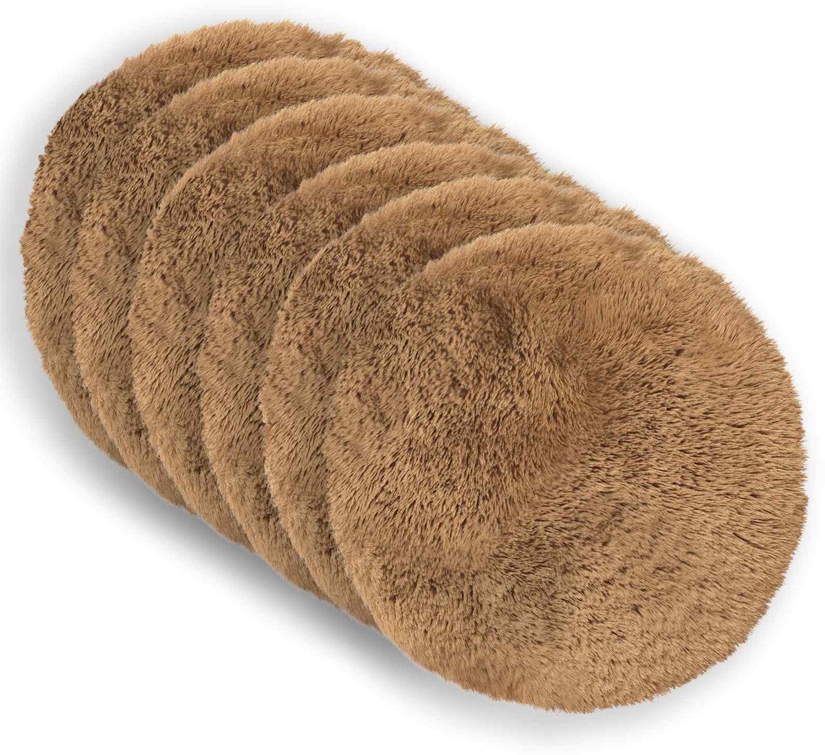 vidaXL Dekenkussen - 6 - st - HEERLEN - Taupe - Diam. - 60 - cm - PV - Fleece