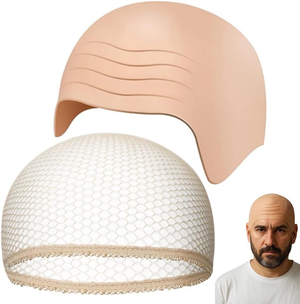 Volwassen Latex Kaal Hoed met Haarnet voor Halloween Make-up en Cosplay, Kaal Peruk Hoed voor Kostuums en Feestjes voor Mannen en Vrouwen