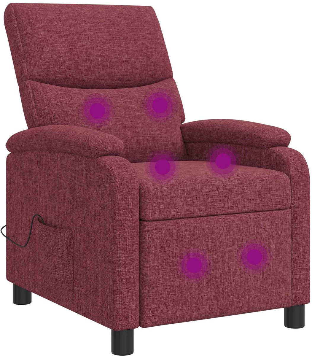 vidaXL Massage - Relaxstoel - Wijnrood - Stof