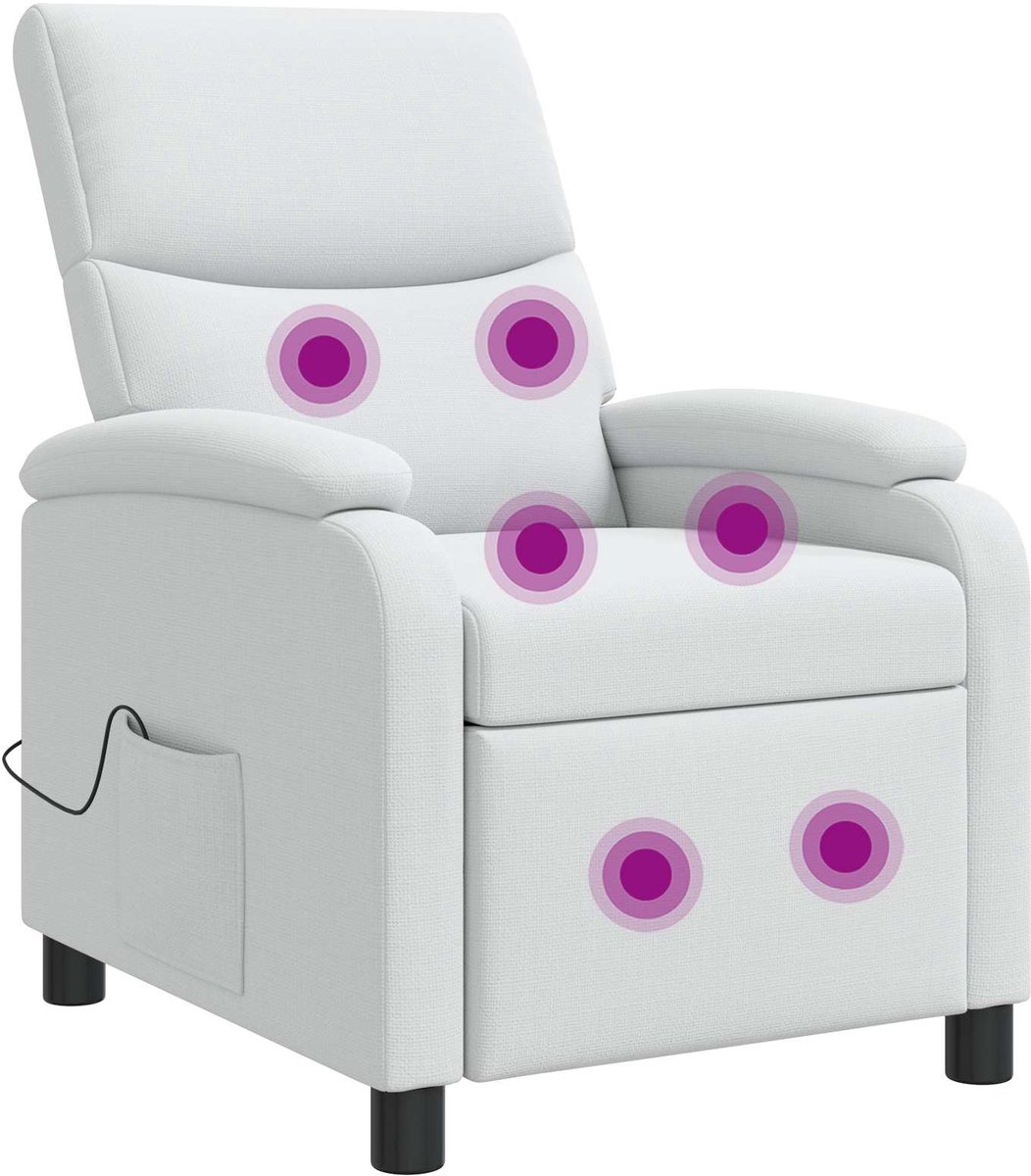 vidaXL Massage - Relaxstoel - Wit - Stof