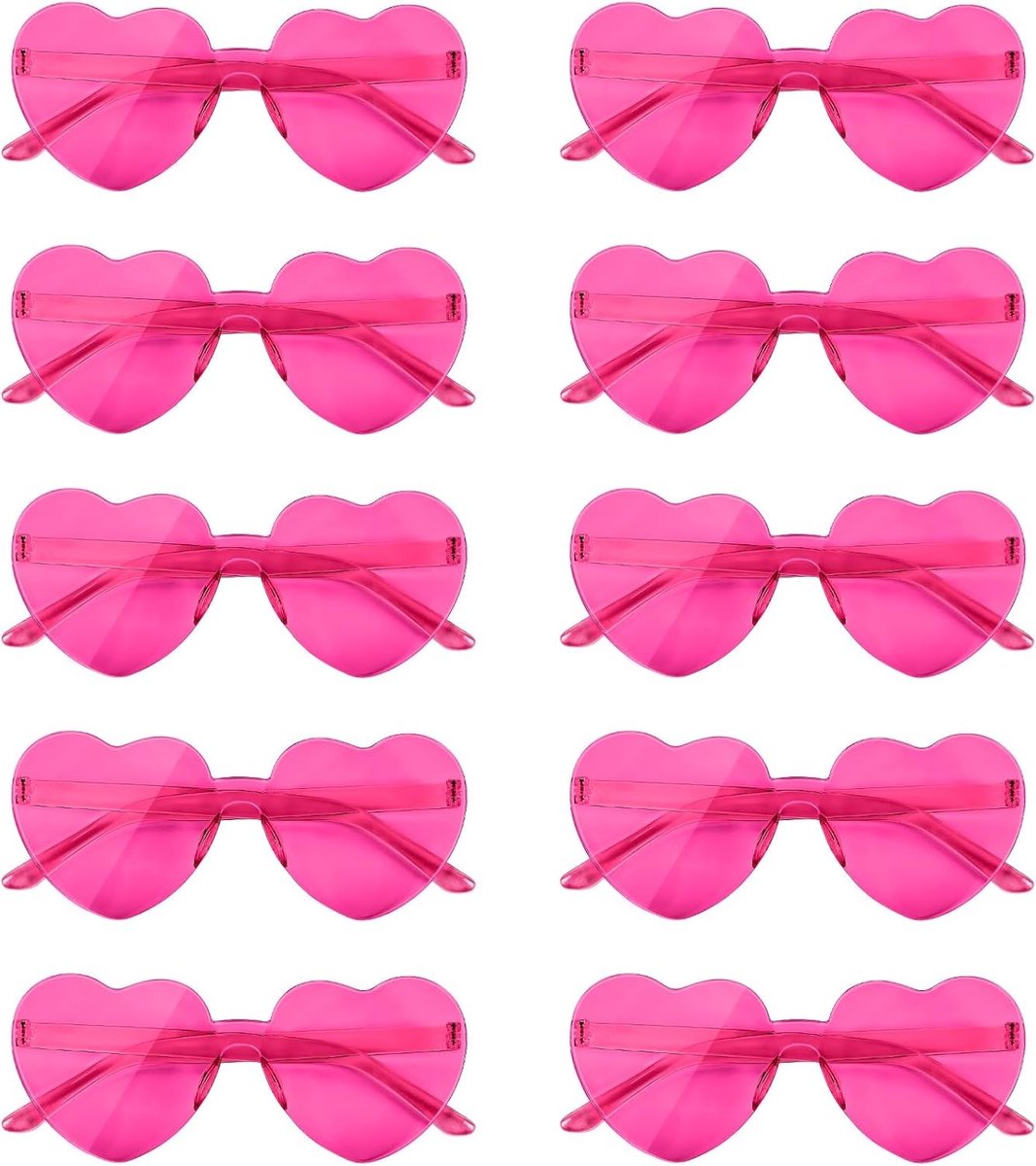 10 Paar Hartvormige Zonnebrillen voor Vrouwen in Candy Kleuren voor Valentijnsdag en Feestjes