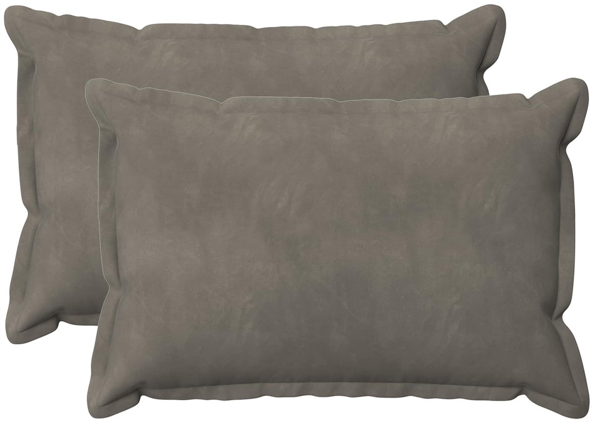 vidaXL Dekenkussen - 2 - st - HOUTEN - Lichtgrijs - 50 - x - 75 - cm - fluweel