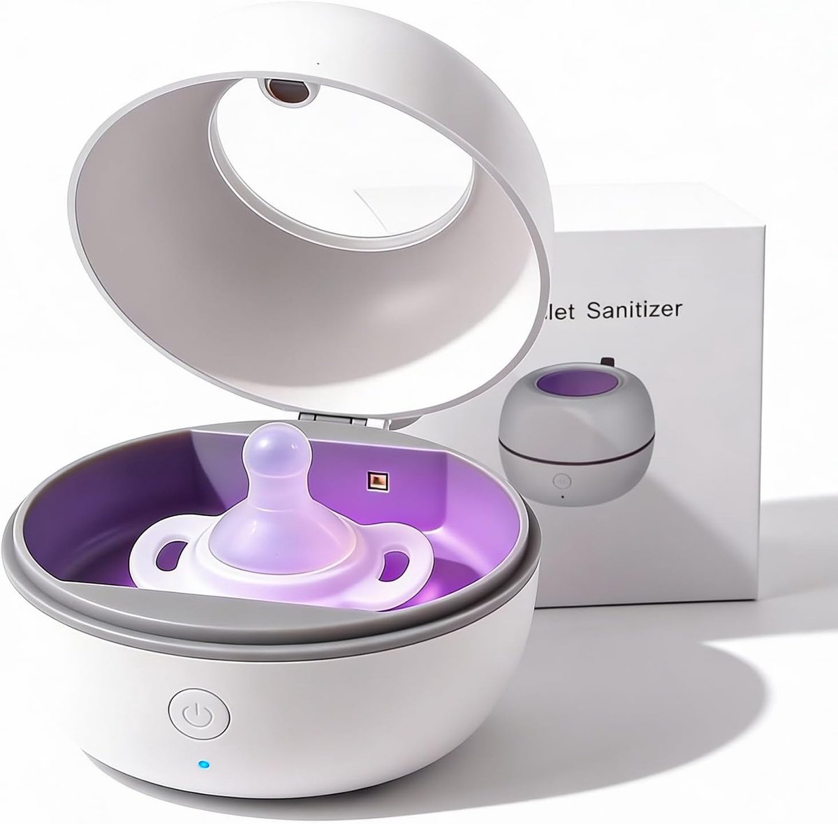 Sterilizzatore portatile per ciuccio, ciuccio UV, sterilizzatore, sterilizzatore al 99,99% in 3 minuti, disinfettante UV per la casa e in viaggio, per 2 ciucci, per viaggi e casa