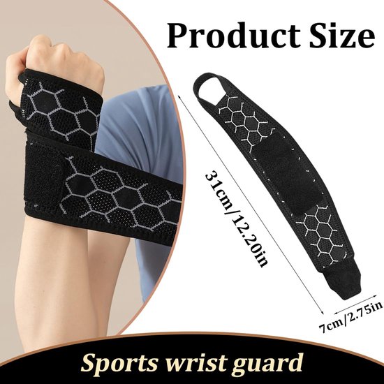 Hand- en polsbandage rechts links voor dames en heren, polsbandage fitnessstudio, fitness, sport, krachttraining, polsbandage carpaal tunnel, pijn peesontsteking, honingraatdesign — afbeelding 2
