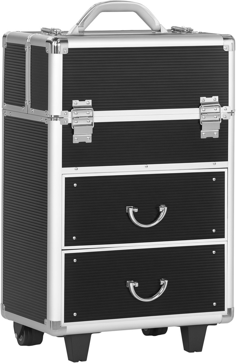 Make-up koffer - met wielen, professionele trolley, voor visagisten, zwart