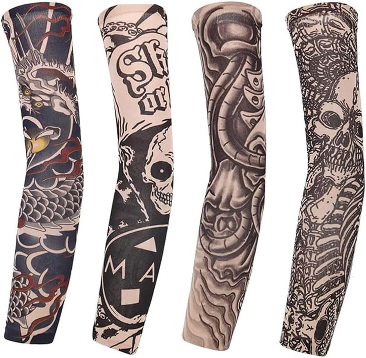 Realistische Tattoo Covers voor Mannen en Vrouwen - 4 Stuks Arm Tattoo Sleeves voor Halloween, Cosplay en Sportactiviteiten zoals Fietsen, Hardlopen en Kamperen