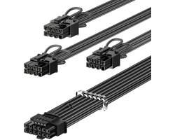 70cm 12VHPWR Power Cable voor RTX 3090Ti, 4070Ti, 4080, 4090 en 5070Ti - 16pin naar 3x8pin (6+2) met 600W capaciteit voor ASUS, EVGA en Seasonic voeding