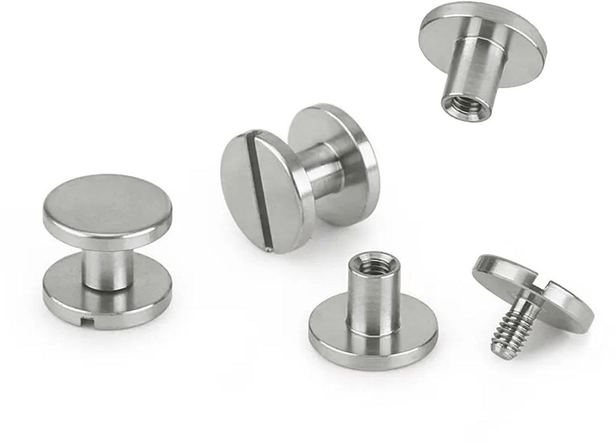 20 stuks boekschroeven, riemschroeven, M5 x 5 mm holle klinknagels, boekbinderschroeven, schroefklinknagels voor leer, tassen, boeken, halsbanden, rugzakken, hondenriemen
