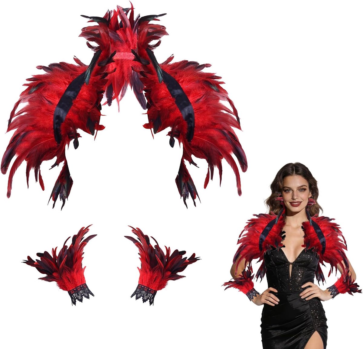 Cape met manchetten, cape voor dames, gothic cape voor Halloween, carnaval, baloptredens
