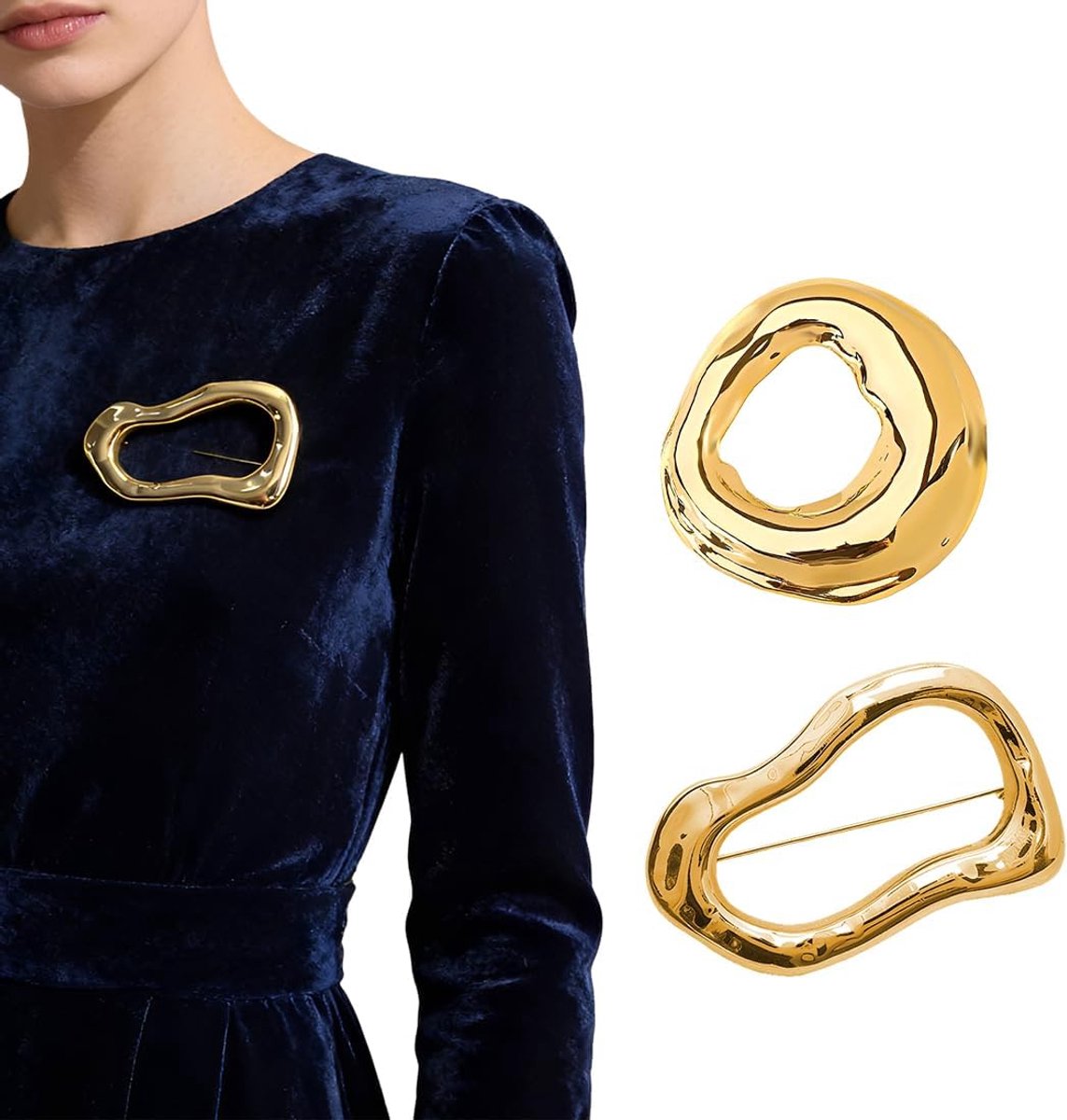 Broches sieraden voor kleding, gouden metalen naalden in onregelmatige