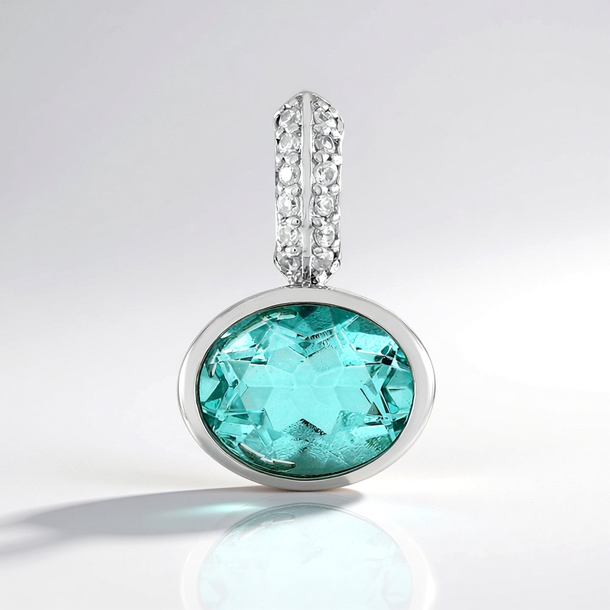 Cavill - 925 Sterling Zilver Hanger met Blauwe Paraiba Kwarts 2,397 ct & Pavé Zirkonia 0,136 ct - Elegant Braziliaans Sieraad