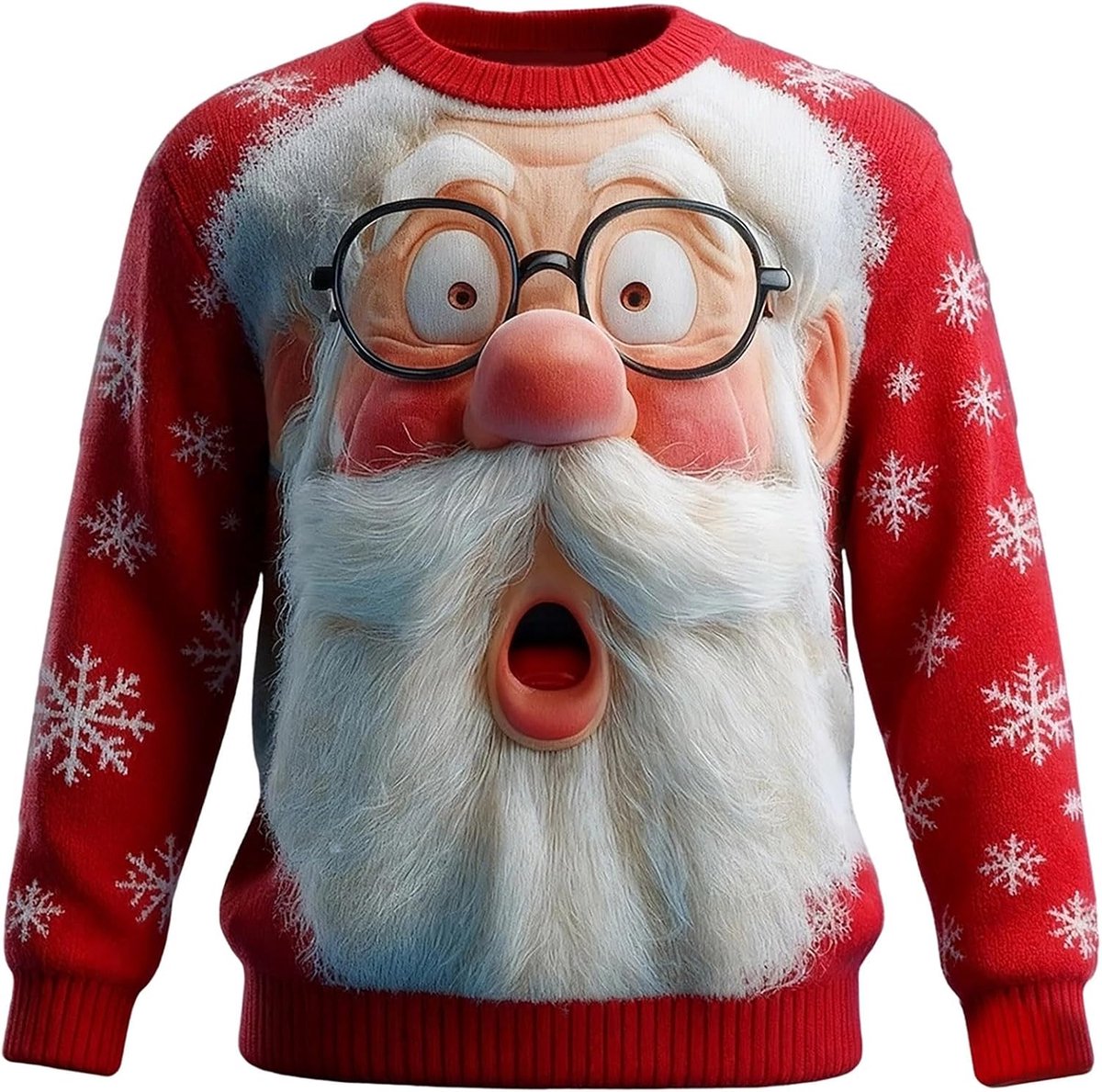 Sweatshirt met ronde hals bedrukt met grappig kerstmanpatroon, lange mouwen, zacht en casual, geweldig voor feestjes en dagelijks gebruik. Comfortabele en warme winterkleding.
