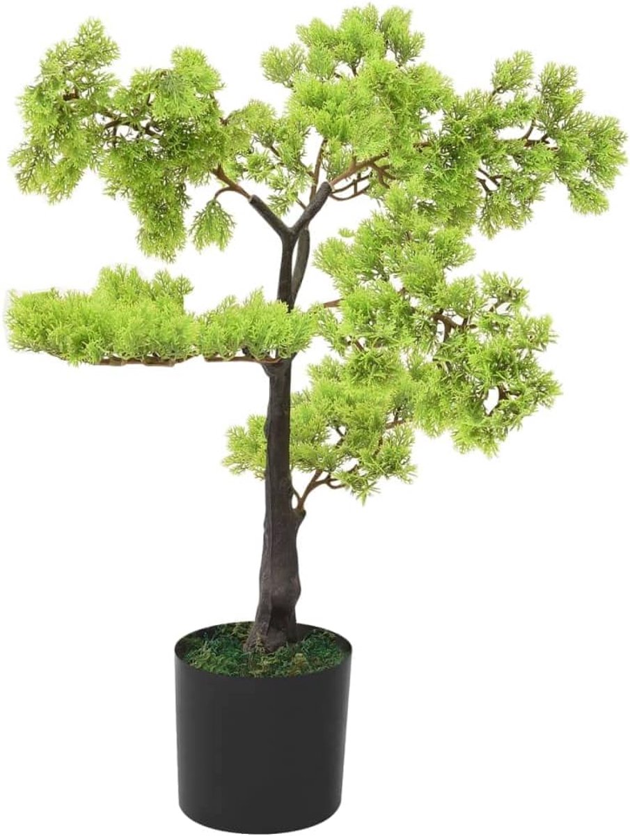 Kunstmatige cipres bonsai, 60 cm, groen | Realistisch gebladerte met kleurvariaties, ideaal voor thuis of op kantoor, onderhoudsvrij, vervaagt nooit