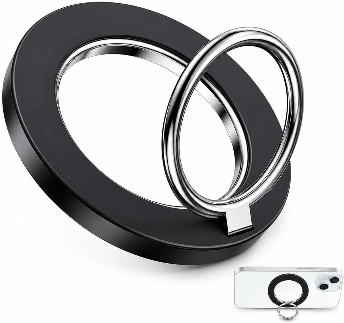 Ringhouder, dubbel scharnier, verbeterd, 360° rotatie, met metalen ring