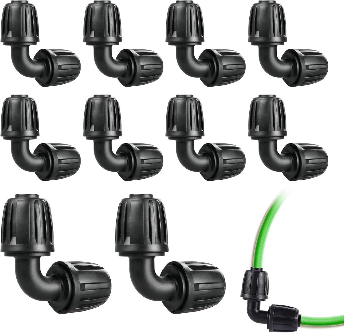 L-hoekverbindingen voor irrigatieslang, 13 mm (1/2 inch), 10 stuks, duurzaam en herbruikbaar, eenvoudige en waterdichte installatie, voor tuin, kassen en landbouwgewassen