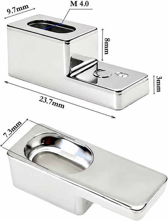 Glazen clips, verchroomde bevestigingsbeugels, 6 mm en 8 mm — afbeelding 2