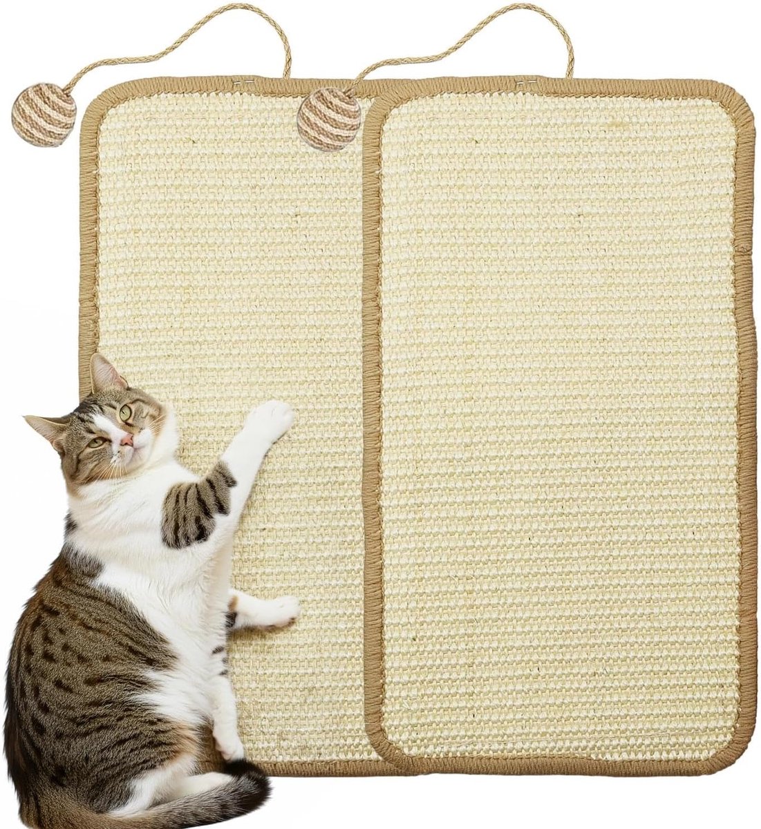 2 stuks krabmat kat met bal, 25 × 50 cm krabplank muur