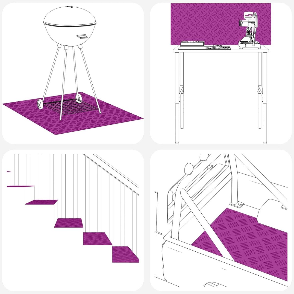 Trap Tread Rechthoekig 2 Stuks Zilver 60x50 Cm | Checkerplate Antislip Ontwerp, Duurzaam Lichtgewicht, Binnen Buiten Gebruik, Eenvoudig Onderhoud