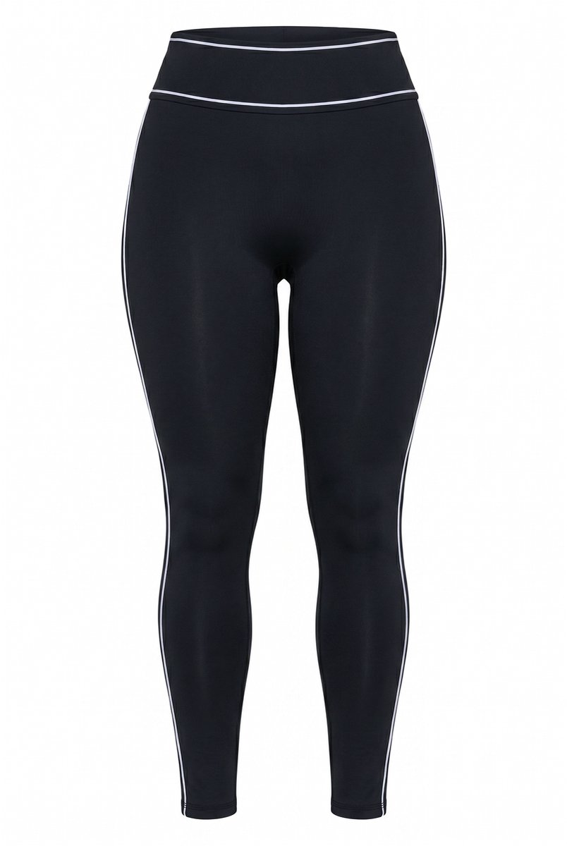 Ulla Popken - Dames - Legging sierbiesjes slim fit stretch - Zwart - Maat 46+