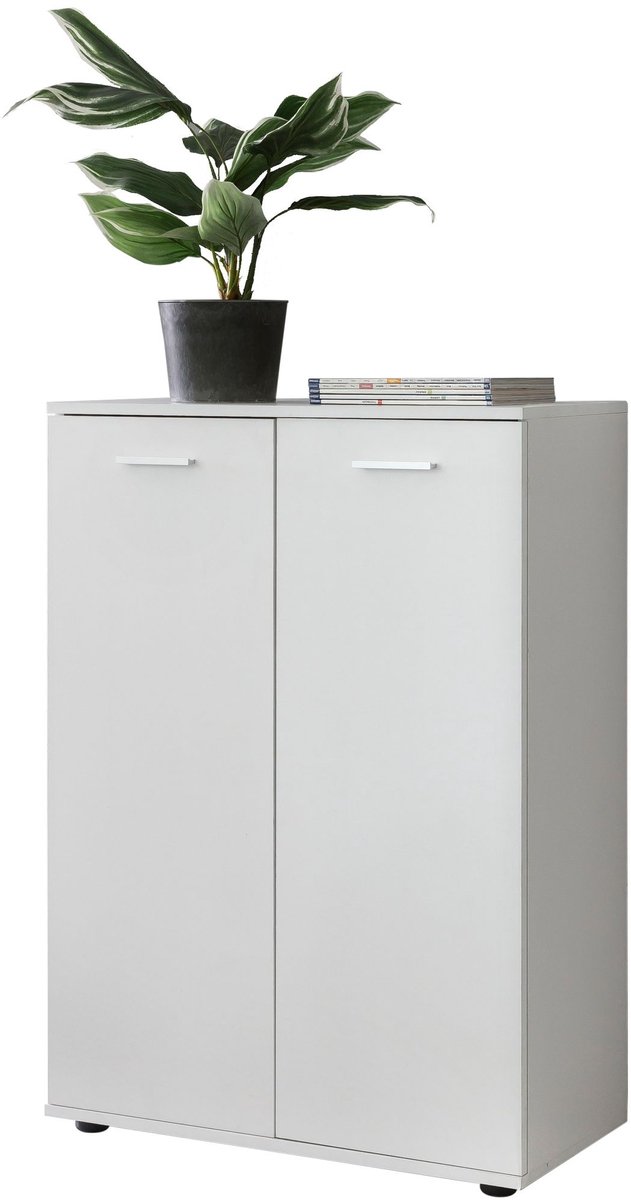 Sky Style ladekast SVENJA met 2 deuren 71x104x35cm polyvalente kast hout wit | Halkast helder modern | Kast klein | Sideboard mat dressoir | Commode meubilair van de ladenkast