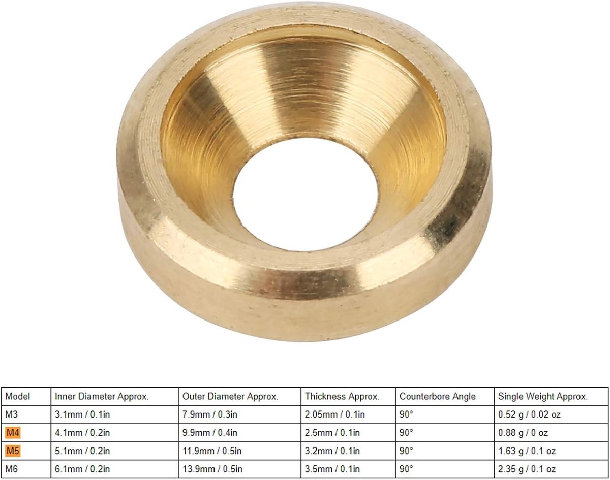 50Pcs M3 ~ M6 CNC Pure Koper Verzonken Schroef Wasmachine Platte Hoofd Pakking Industriële Leveringen (M5)