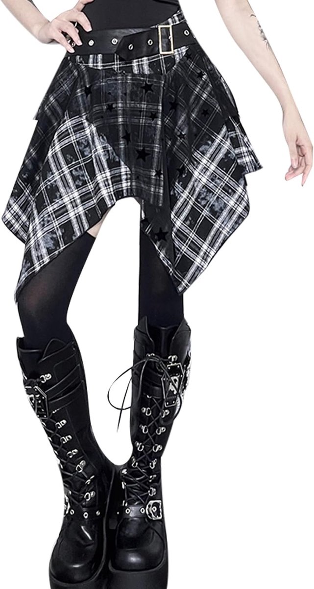 Geruit, onregelmatig, tennisrok, mini/midi/lang/korte rok, hoge taille, A-lijn, skaterrok, veelzijdig, plaid, plooien, maat S-L