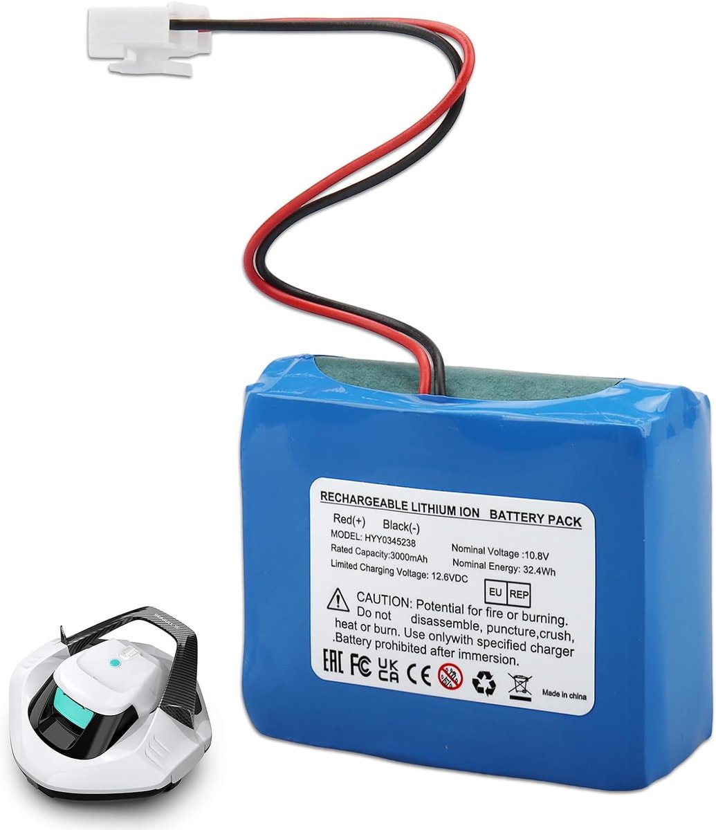 10,8 V, 3000 mAh, compatibel met de zwembadrobot Aiper SE Scuba SE (X1), accu voor draadloze stofzuiger