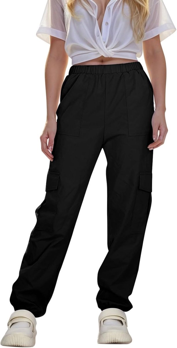 Broek voor meisjes en kinderen, katoen, rechte pasvorm, elastische tailleband, onmisbaar voor school en vrije tijd, zachte stof, wasbestendig, 2-14 jaar, A38