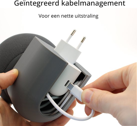 Houder voor Google Home speaker - Wandhouder voor stopcontact - Met kabelbeheer - Wit — afbeelding 3