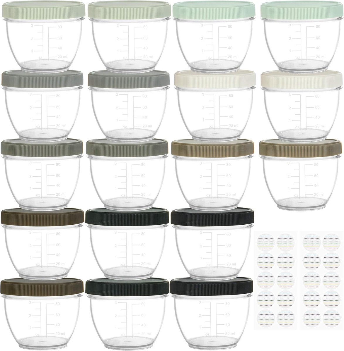 Youngever 18-Pack 120ML Container for Baby Food, Reusable Plastic Baby Food Storage Box, 9 Colors (Urban) - ShopVlot