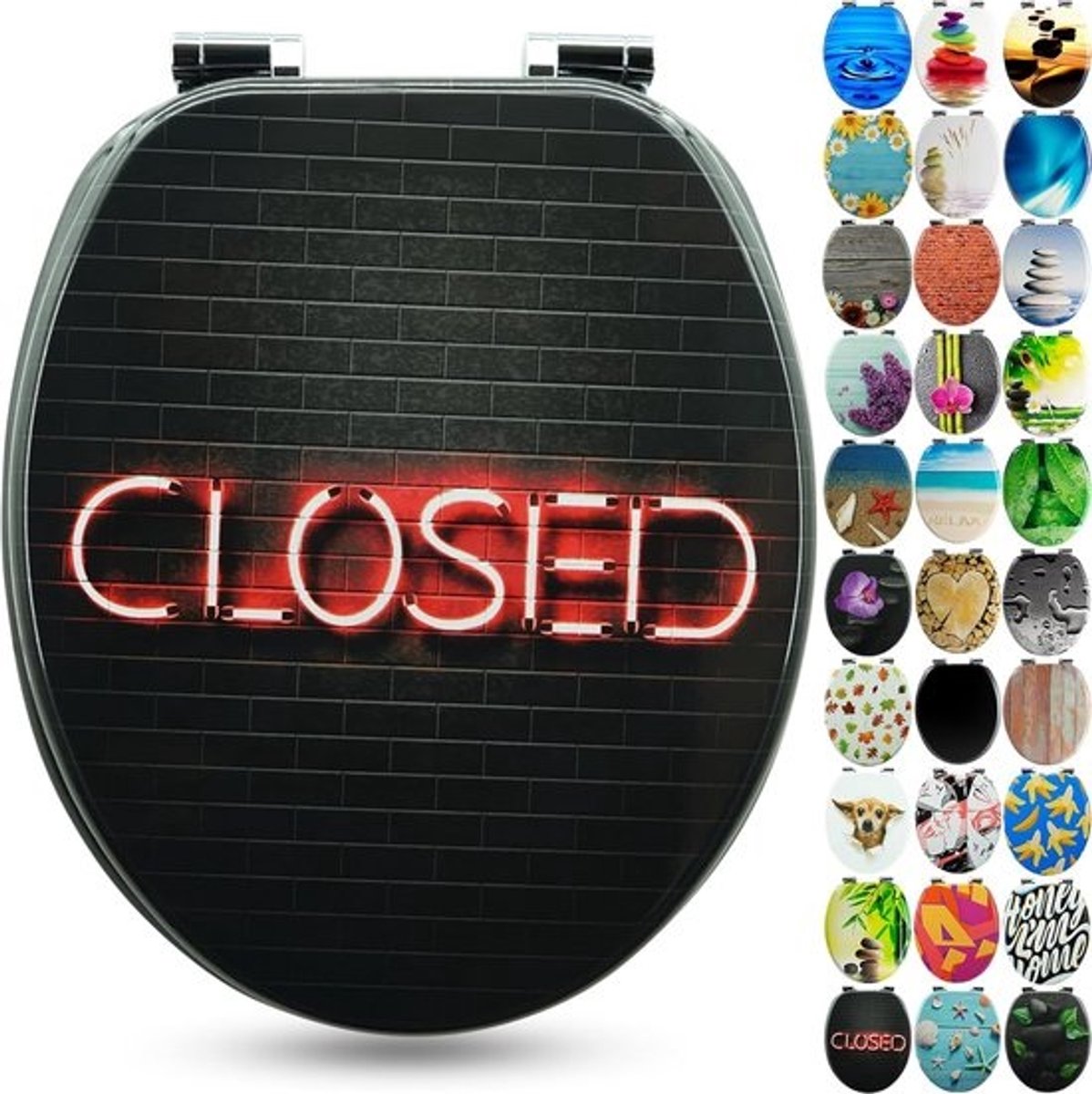 Comfortabele houten toiletzitting - met softclosemechanisme - diverse decoratieve designs