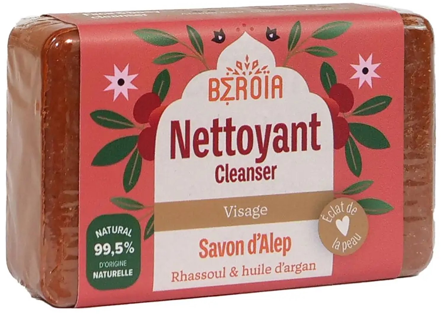 3 stuks Aleppo biologische zepen met Rhassoul klei en argan olie - gezicht - lichaam en handen - 3x100gr
