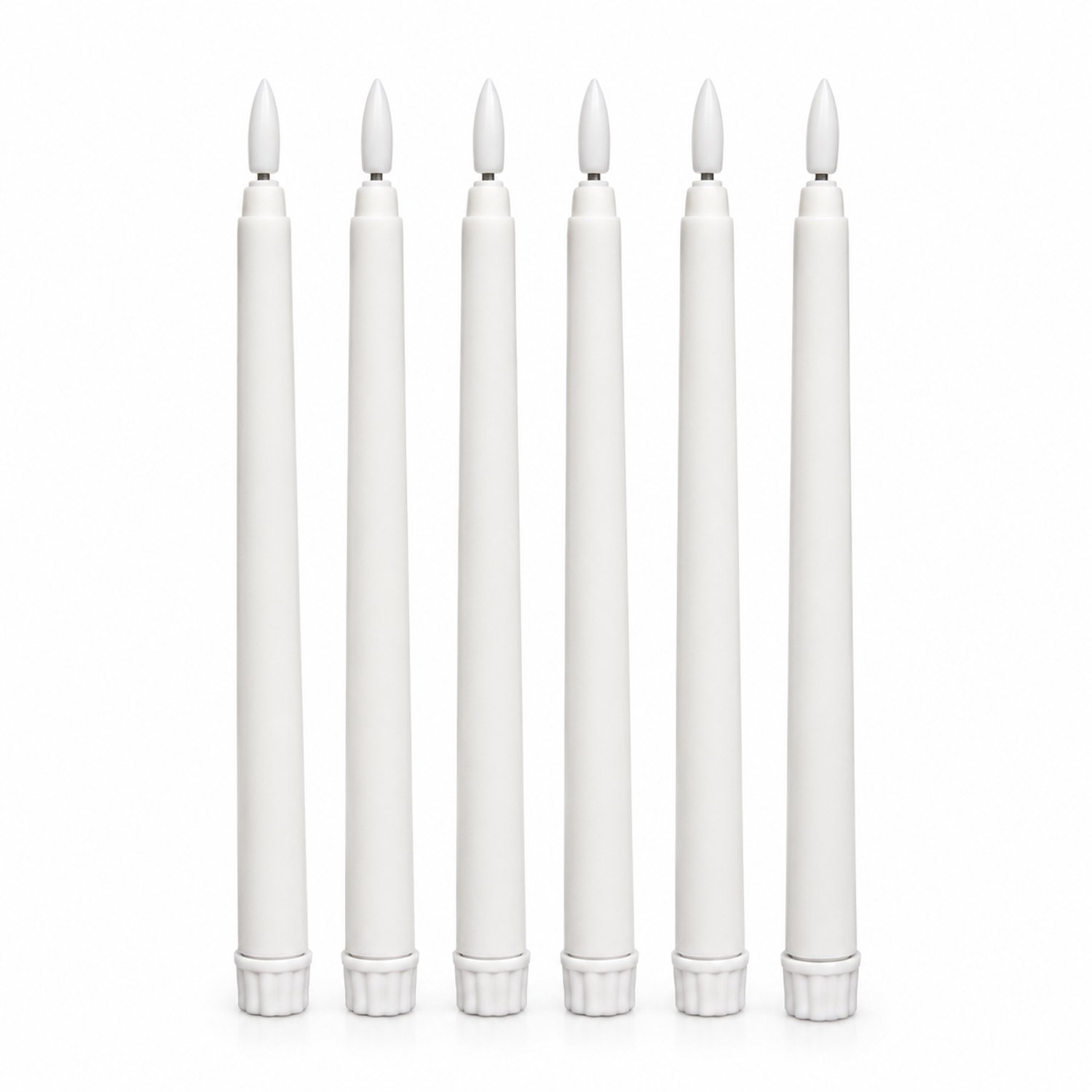 led kaarsen - 1 witte dinerkaars met gladde schacht en puntvormige top, zonder afstandsbediening, voor bruiloften en diners