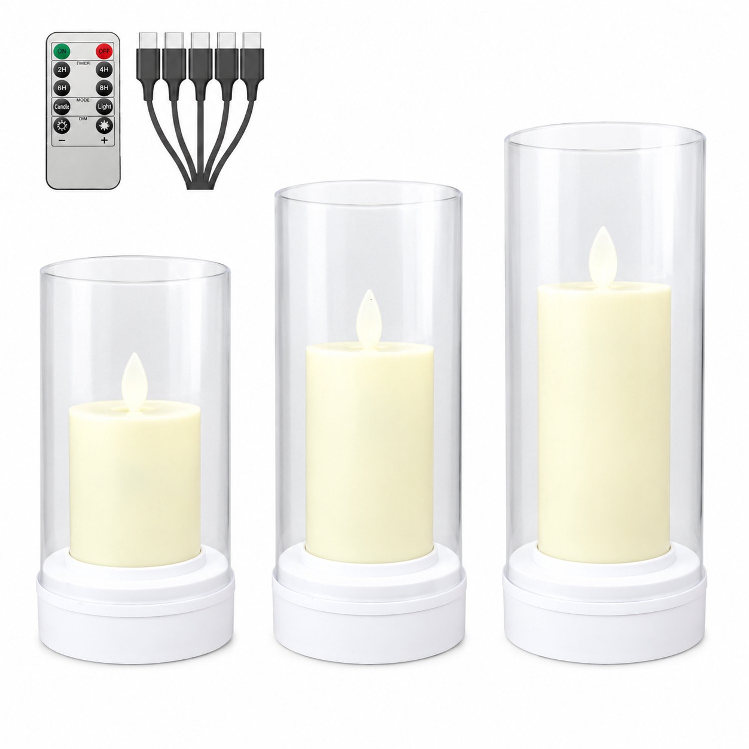 led kaarsen - 1 stuk, 8 x 14,5 cm - warmgeel licht, bewegende vlam en afstandsbediening - sfeerdecoratie