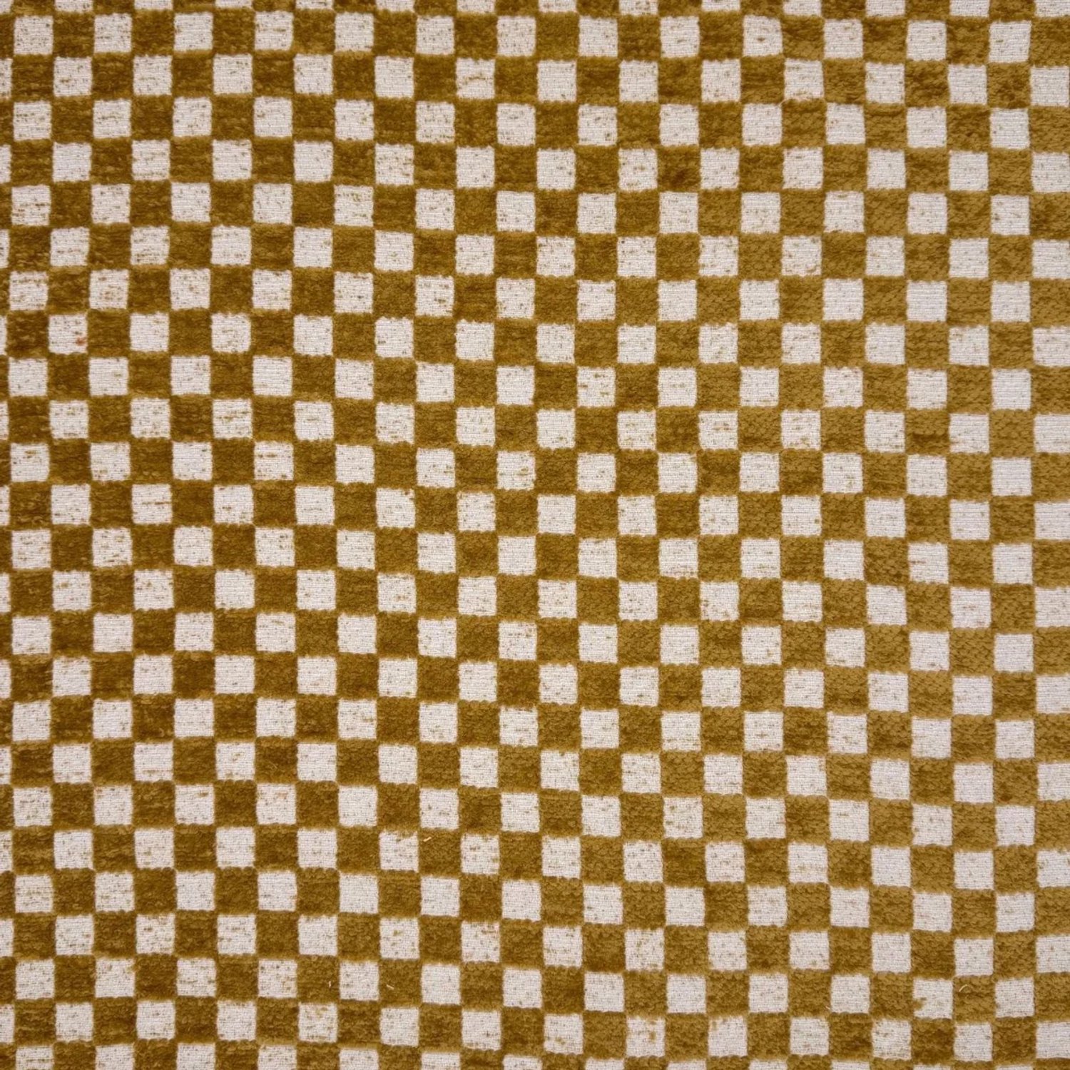 Mörgenn Poef Tile Brique - Ronde Poef en Voetenbank - Chenille Blokjes - 60x60x50 cm