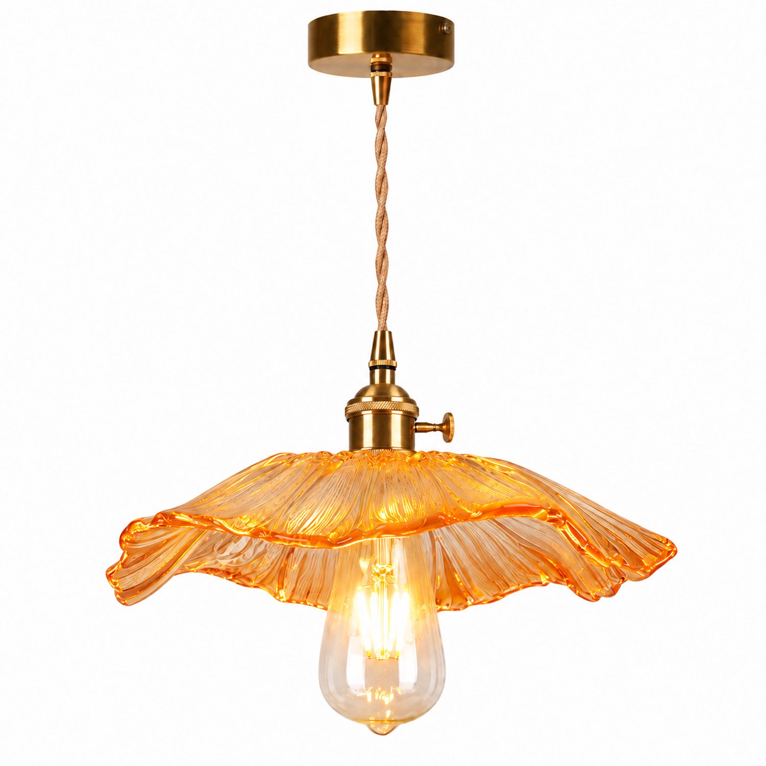 Retro LED-hanglamp met glazen bloemen - geschikt voor bars, slaapkamers, woningen en veranda's - Oranje