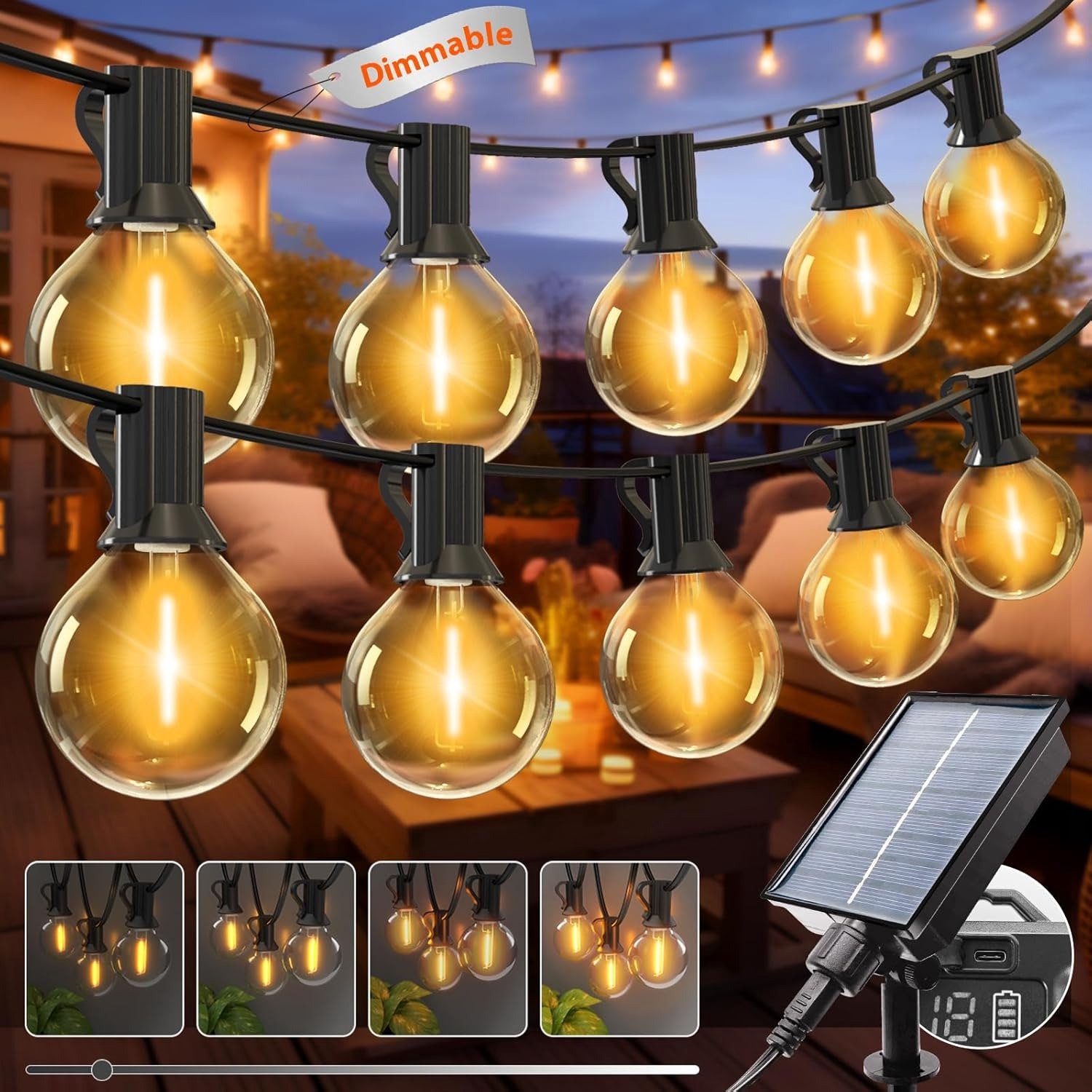 30m 50Leds G40 Solar Globe Led Lichterketten In de Buitenlucht Waterdichte Bruchsichere Solar Hangen Lichter voor Hinterhof Bistro Decoratie Licht