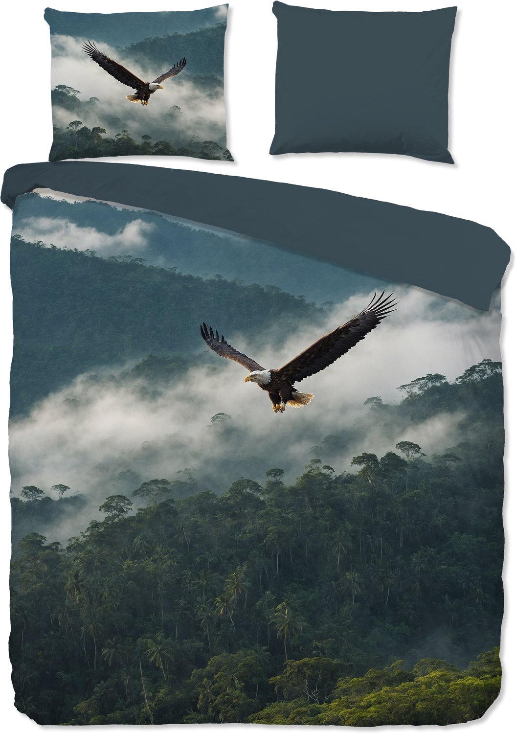 Pure dekbedovertrek roofvogel / arend in de natuur - Lits jumeaux 240x200/220 cm - Petrol - Microvezel