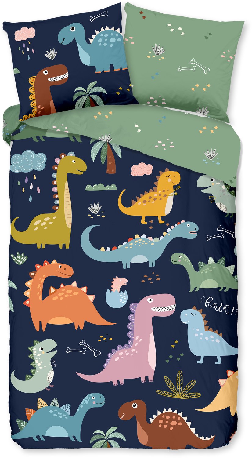 Pure dekbedovertrek dinos - 1 persoons 140x200/220 cm - Multi - Microvezel